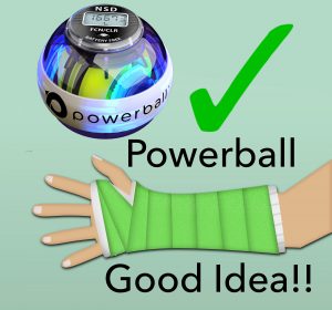 Powerball Arm Rehabilitation, arm cast with Powerball
