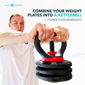 man holding adjustable kettlebell