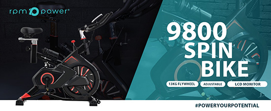 Indoor Spin Bike with Descriptive text about the spin bikes features