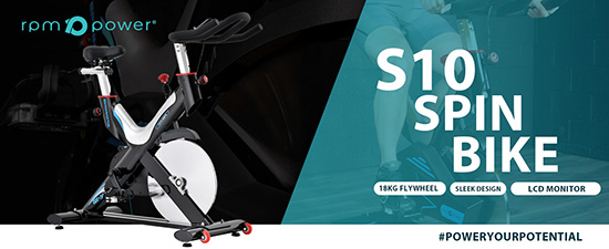 Indoor Exercise Bike with text describing the key features of the spin bike