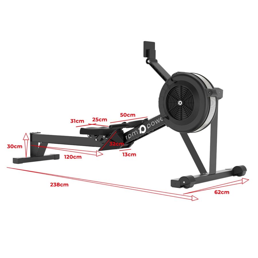 Air Rowing Machine with Dimensions