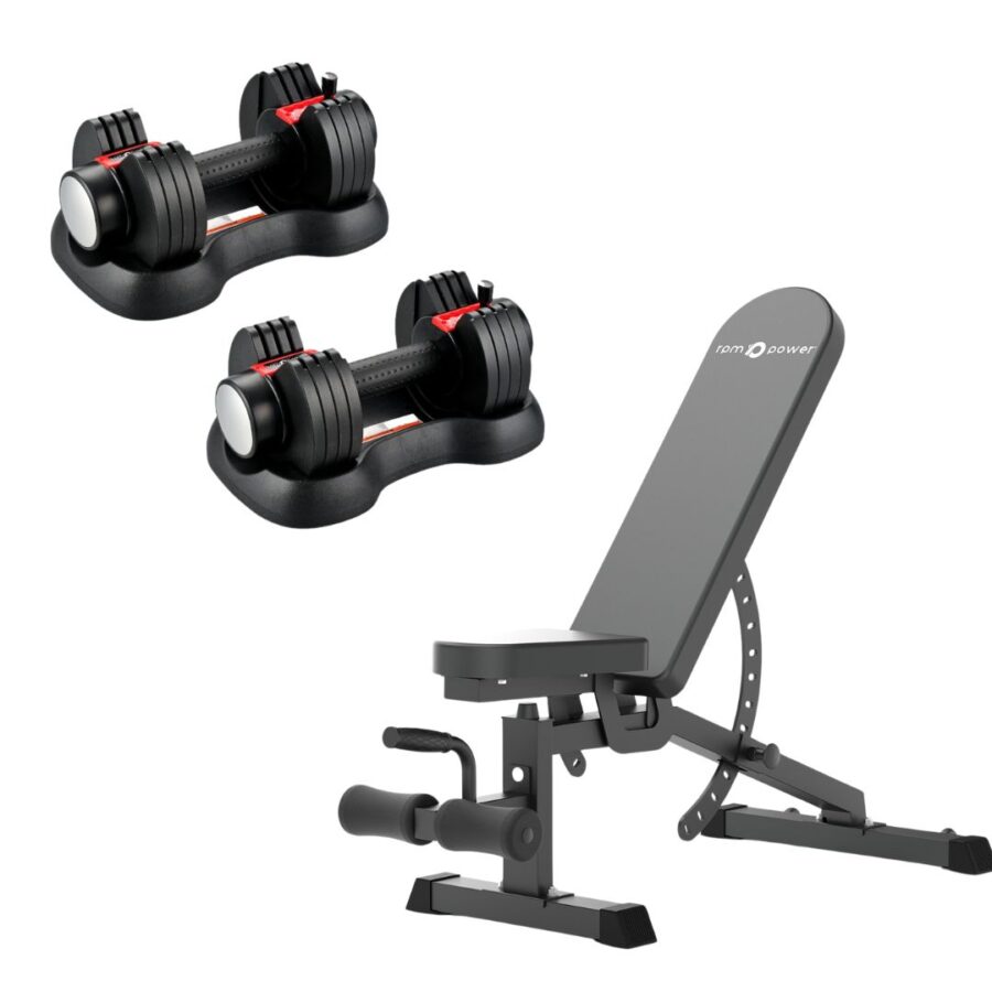 Adjustable Dumbbells 11kg & Weight Bench