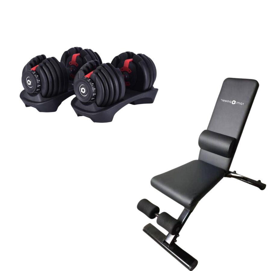 Adjustable Dumbbells 24kg & P1400 Weight Bench