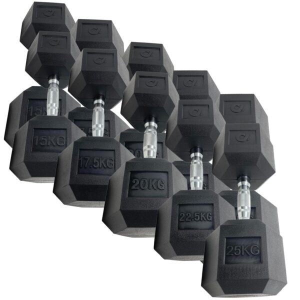 Hex Dumbbell Pairs 15-25kg (10-Piece Set)