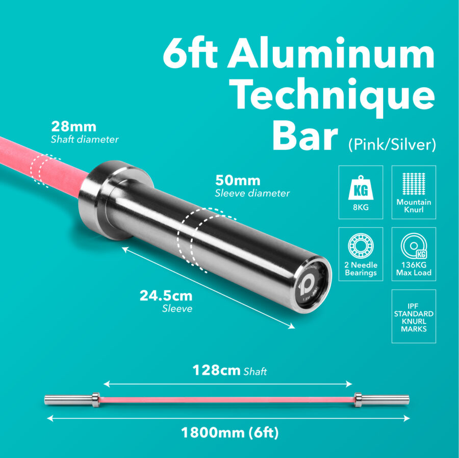 Olympic Technique Barbells 6ft 8kg (Colour) - Image 12