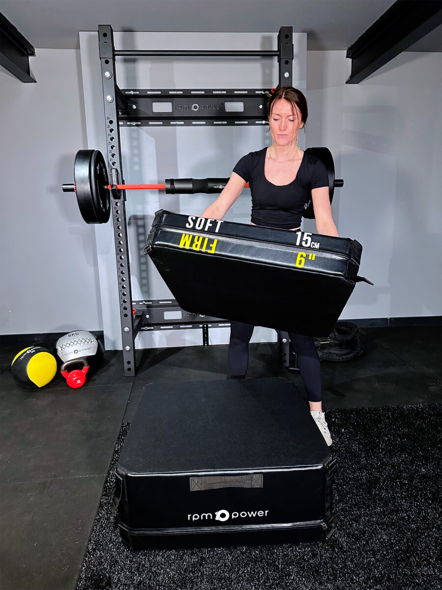 Woman Holding on Jump Box