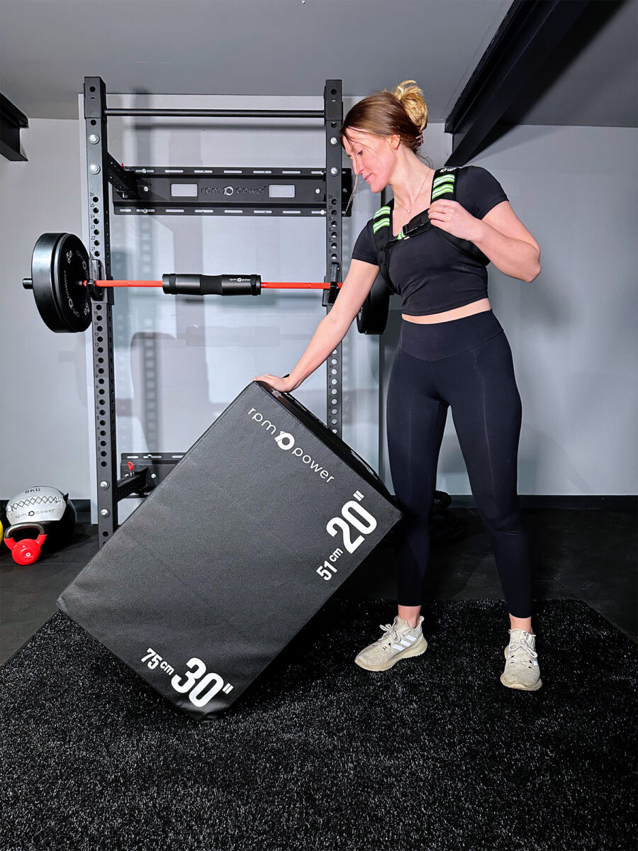 Woman Holding onto Jump Box