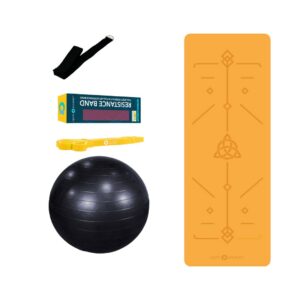 Yoga Mat with Resistance Band, Yoga Belt, Swiss Exercise Ball