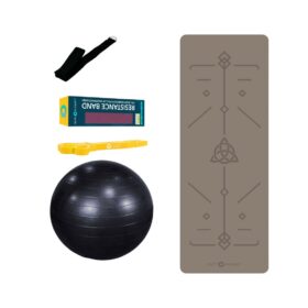 Yoga Mat with Resistance Band, Yoga Belt, Swiss Exercise Ball