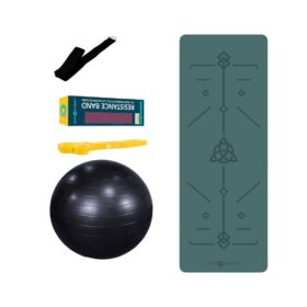 Yoga Mat with Resistance Band, Yoga Belt, Swiss Exercise Ball