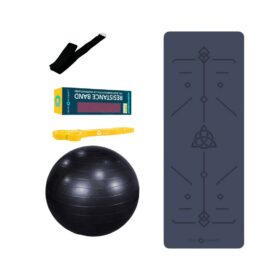 Yoga Mat with Resistance Band, Yoga Belt, Swiss Exercise Ball