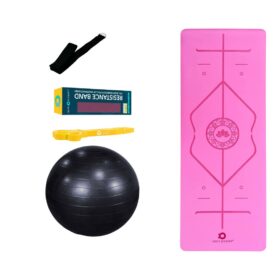 Yoga Mat with Resistance Band, Yoga Belt, Swiss Exercise Ball