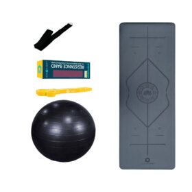 Yoga Mat with Resistance Band, Yoga Belt, Swiss Exercise Ball