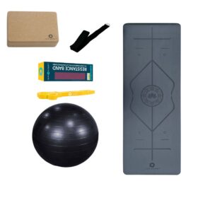 Yoga Mat with Resistance Band, Swiss Exercise Ball, Yoga Belt, Cork Yoga Block