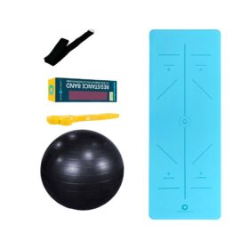 Yoga Mat with Resistance Band, Yoga Belt, Swiss Exercise Ball