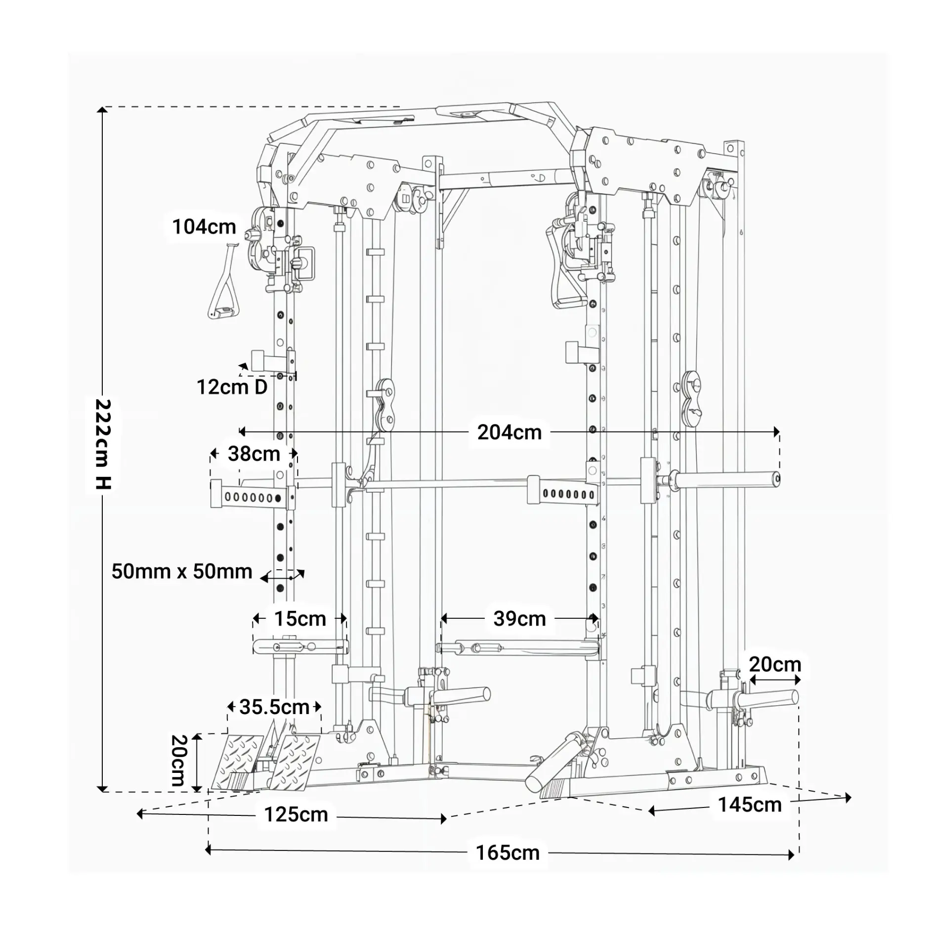 Technical drawing of Styker Multi-Gym