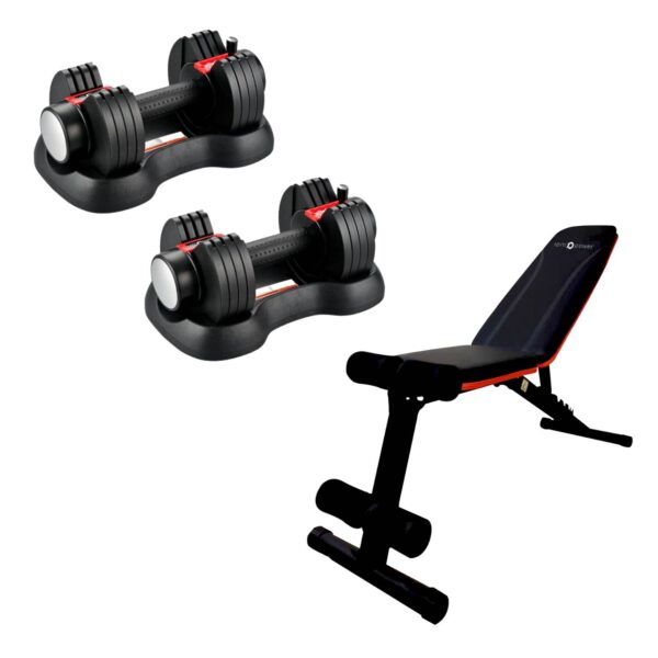 Adjustable Dumbbells 11kg & Weight Bench