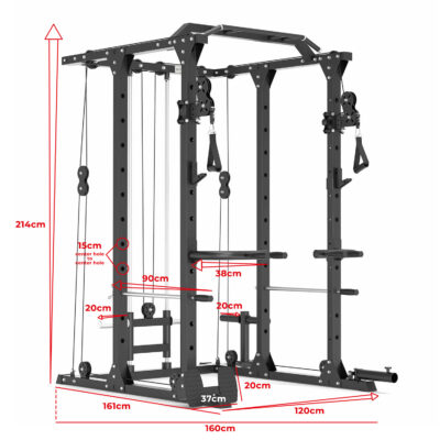 The crossover multi-gym with dimensions