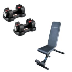 P1400 Weight Bench and 11kg Adjustable Dumbbells