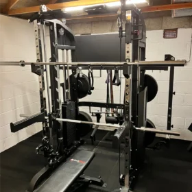 Multi-Gym with Smith Rail, Weight Bench and Barbell