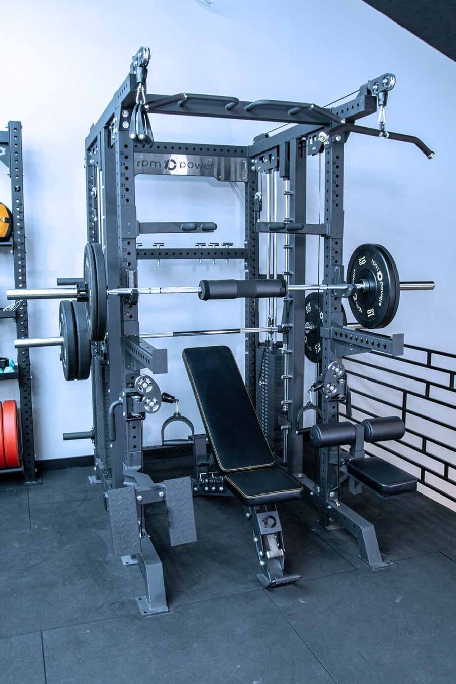 Tyr Multigym with Smith Rail, Cable Pulley Machine, Weight Bench and Olympic Barbell