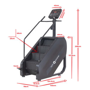 Stair Machine with dimensions in red
