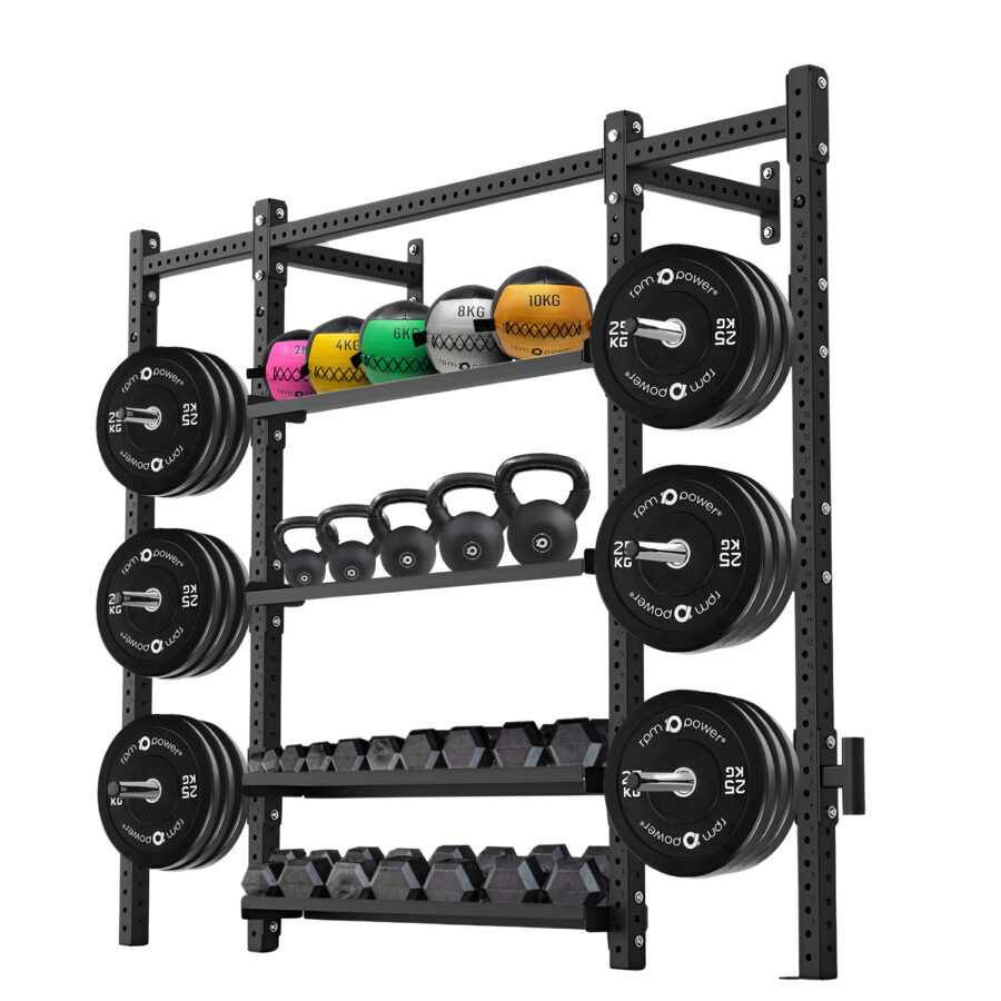 Storage Rack with Weight Plates, Dumbbells & Wall Balls 2