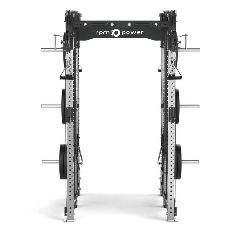 Double Squat Rack with Stainless Steel Uprights, Cable Machine, Pull-Up Bar, Weight Plates & J-Hooks