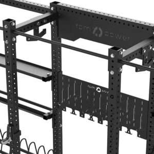 Double Squat Rack with Cable Machines, Pull-Up Bar, Weight Plate Holder, Olympic Barbell Holder, Weight Plates & Rack Storage