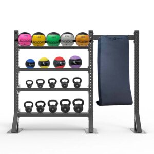 Squat Stand for Storage with Medicine Ball, Wall Ball, Kettlebells and Exercise Mat