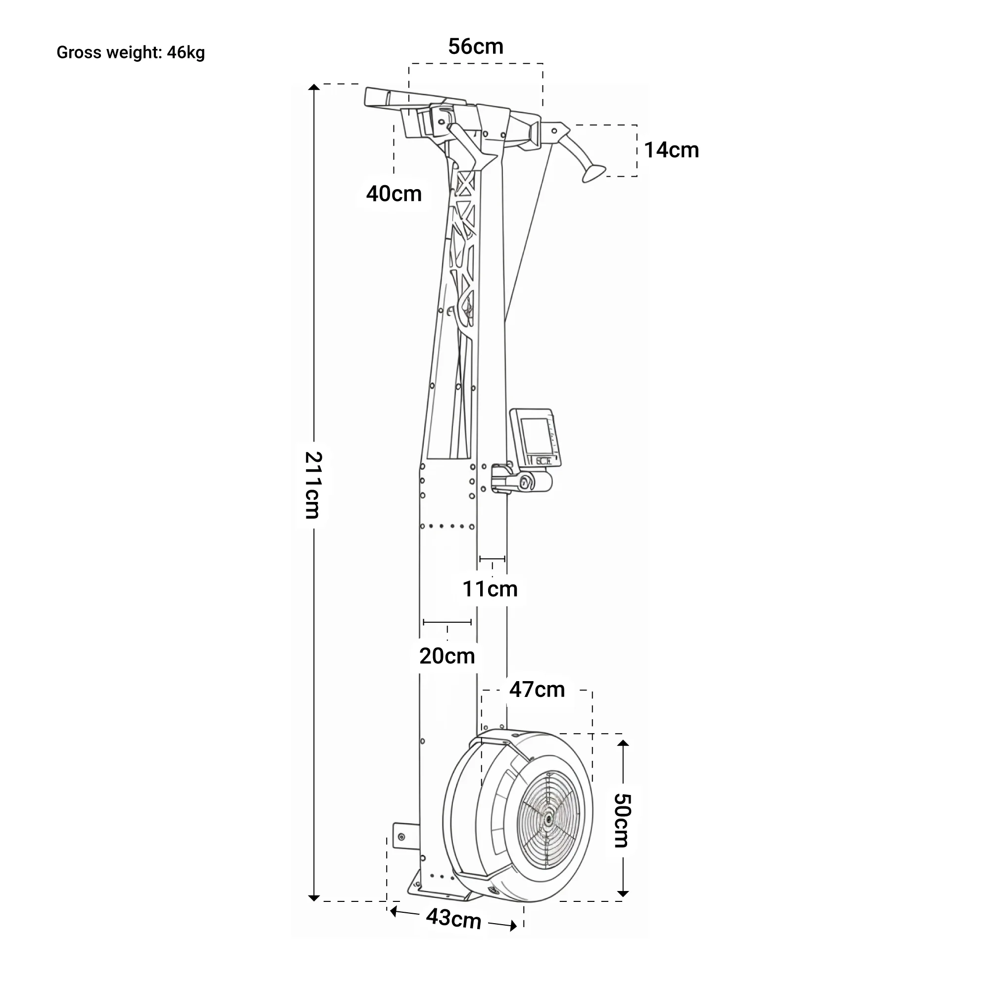 Specifications on a drawing of Air Ski Wall Mounted