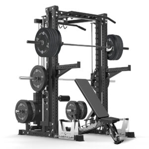 Squat Rack with Weight Bench, Barbell, Weight Plates, Pull-Up bar, cable machine, smith rail & deadlift stand