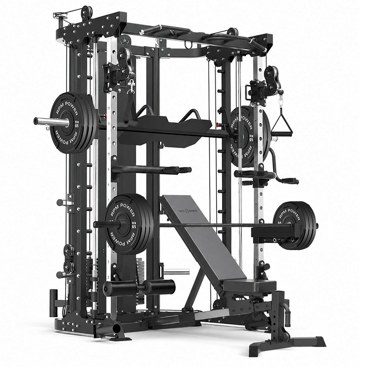 Multi-Gym with Weight Bench, Weight Plates & Cable Machine