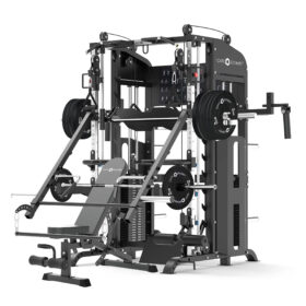 Multi-Gym with Weight Bench, Weight Plates, Barbell, Smith Rail & Cable Machine