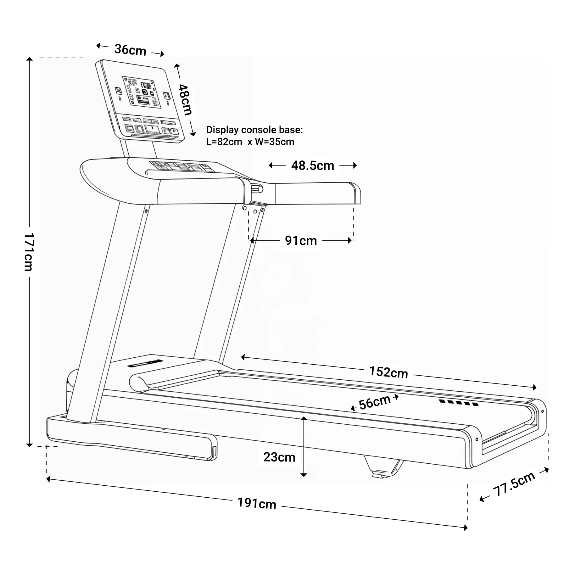 PWR Performance Treadmill dimensions