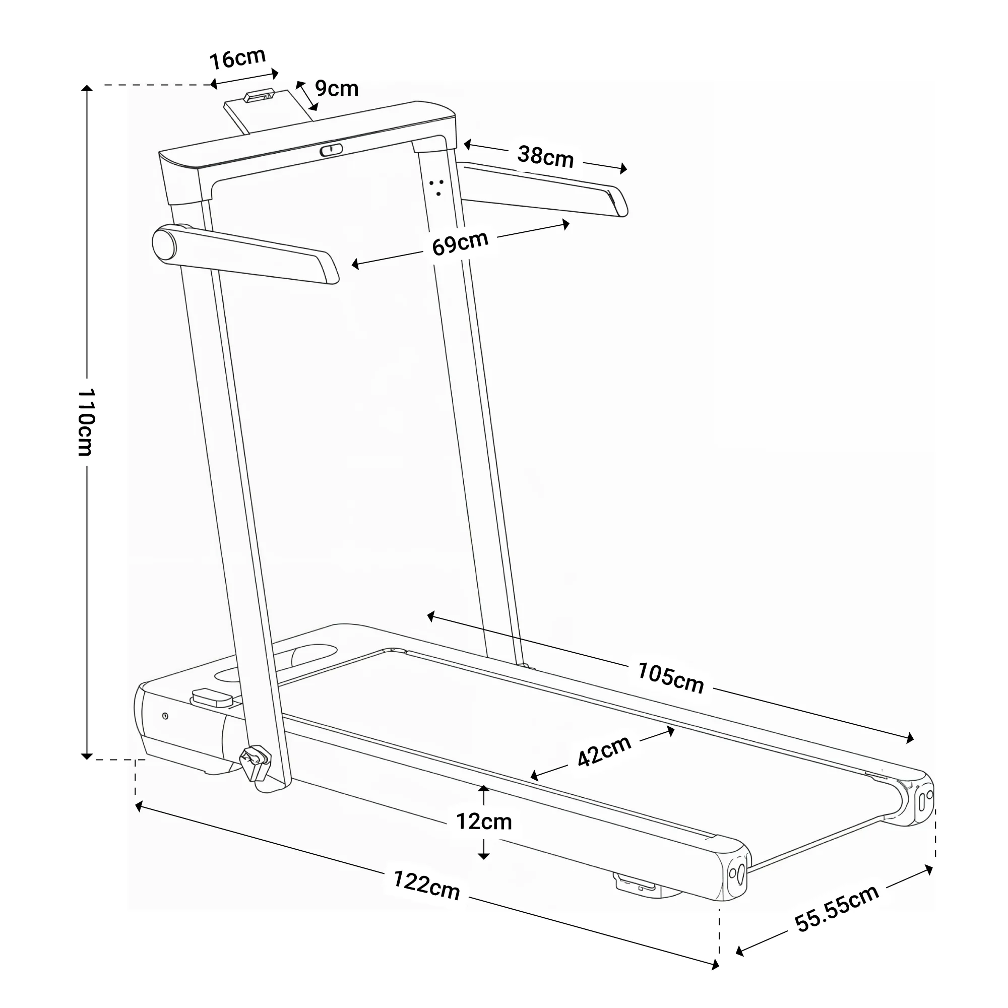 PWR Walking Treadmill dimensions