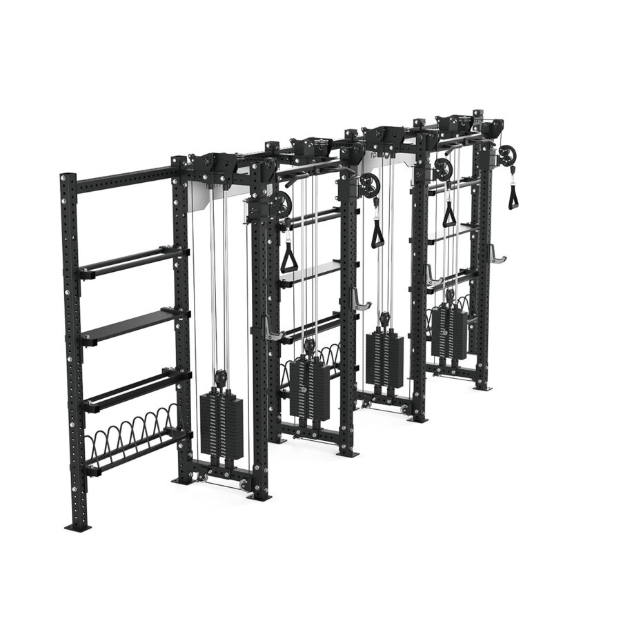 Cable Machine Power rack with Bumper Plate Storage, Pull-Up Bar & Slam Ball Storage