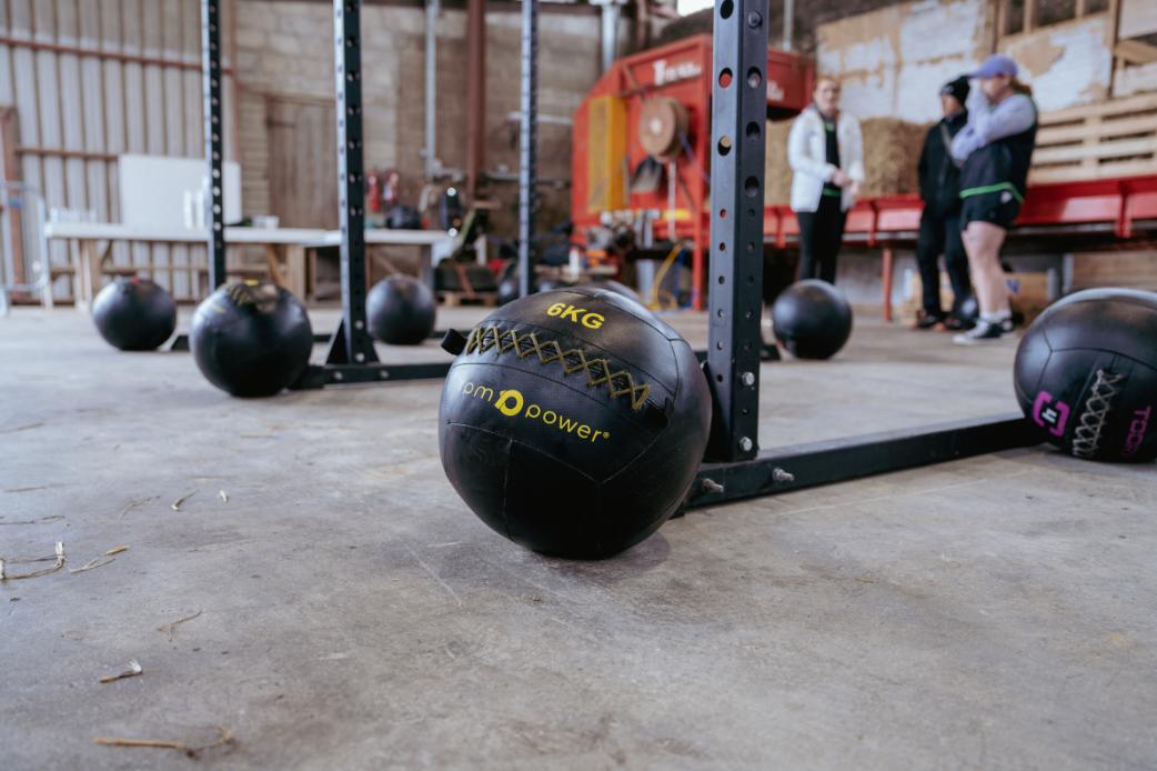 A wall ball elite in a Hyrox zone
