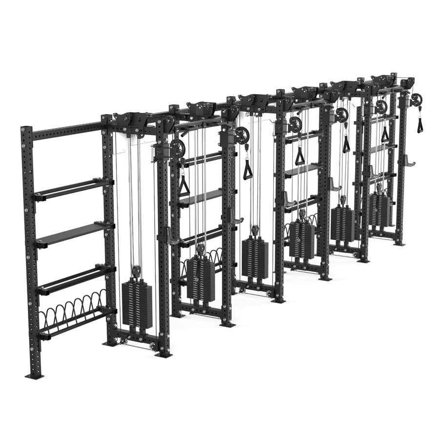 Cable Machine Power rack with Bumper Plate Storage, Pull-Up Bar & Slam Ball Storage