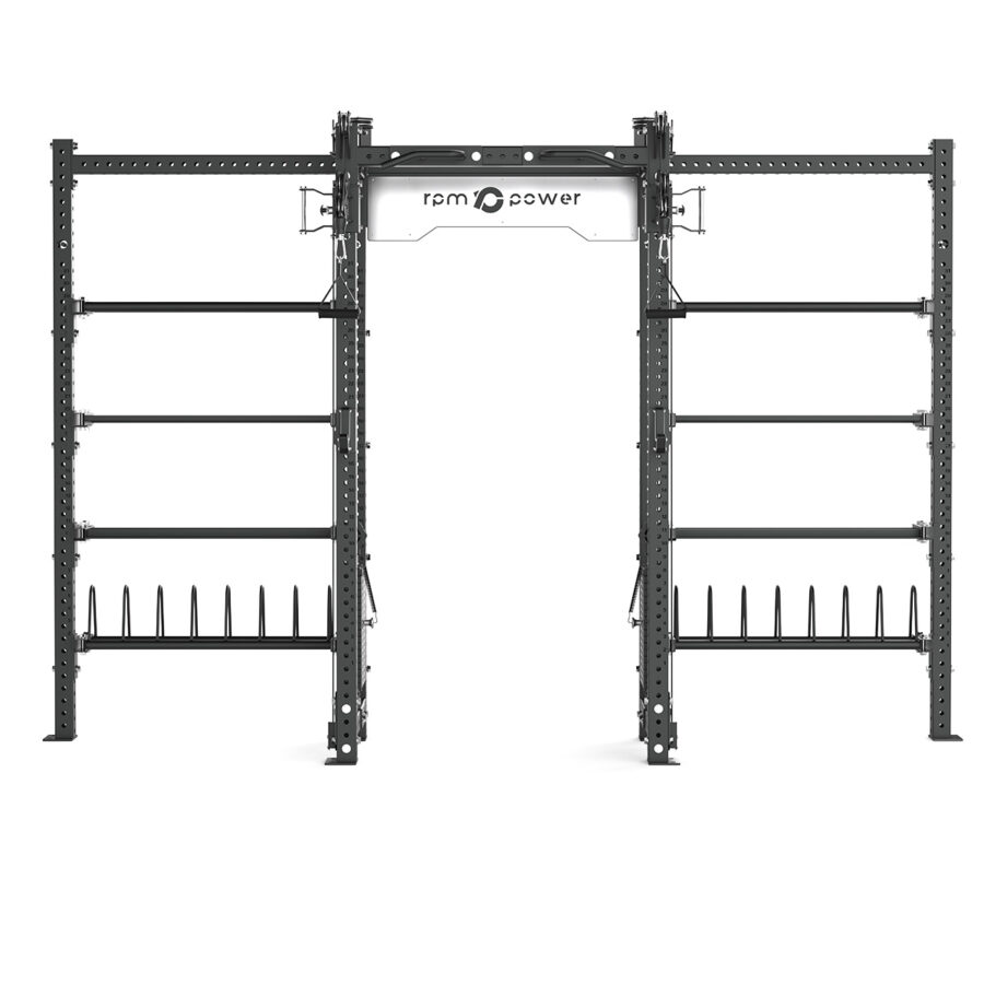 Cable Machine Power rack with Bumper Plate Storage, Pull-Up Bar & Slam Ball Storage