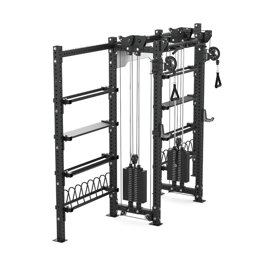 Cable Machine Power rack with Bumper Plate Storage, Pull-Up Bar & Slam Ball Storage