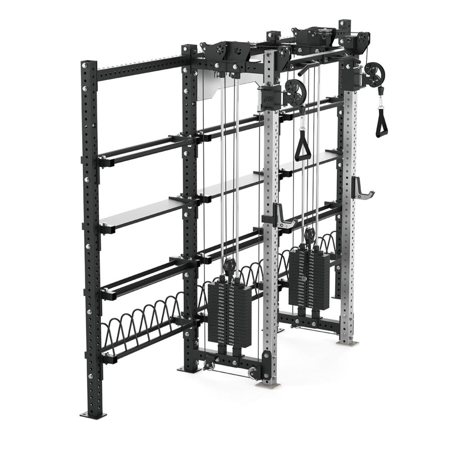 Cable Machine Power rack with Bumper Plate Storage, Pull-Up Bar & Slam Ball Storage