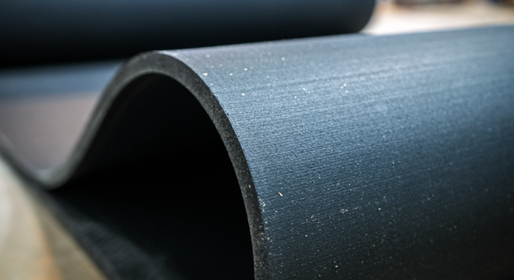A roll of gym flooring