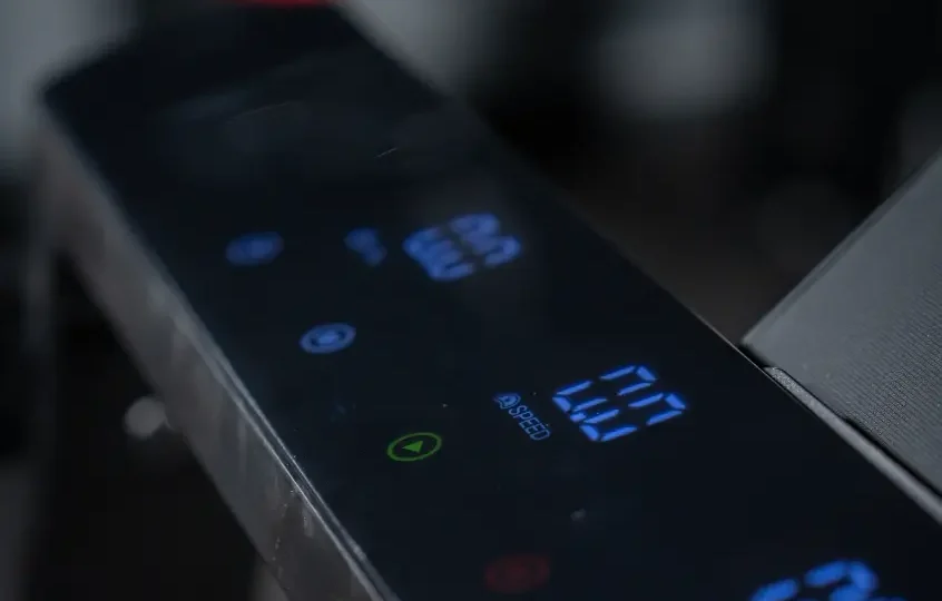 close up of treadmill digital display